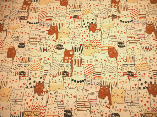 Cat fabric half yard - fabric, packed